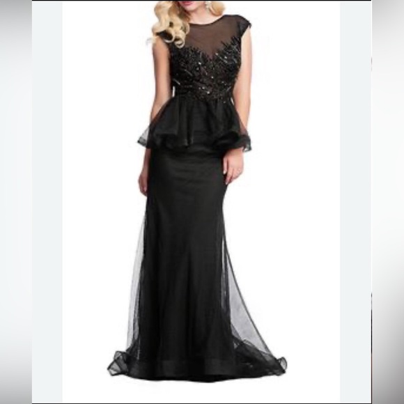 MAC duggal black tulle evening dress size 12 - Picture 1 of 2